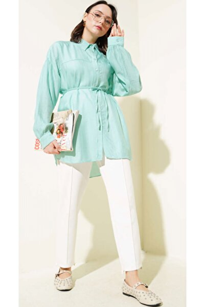 Moda Neva Сорочка з довгими рукавами, з шнурком і поясом