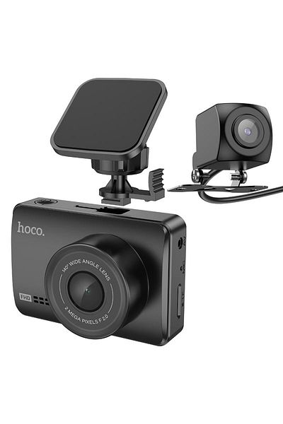 REDz Accessories Car Dash Cam, Hoco DV3, Full HD Front and Rear Recording, 200mAh, Black