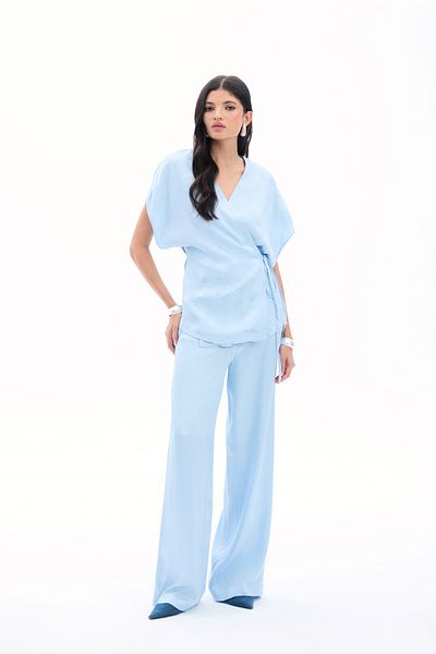 Sateen Pantaloni largi cu buzunare - Baby Blue