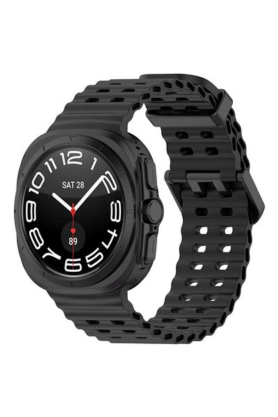 REDz Accessories Ocean Wave Strap, Sport Design, Compatible with Samsung Galaxy Watch Ultra 47mm, Silicone, Black