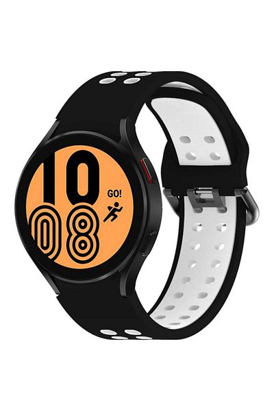 REDz Accessories Curea sport perforată pentru Samsung Galaxy Watch 4/5/5 Pro/6, silicon, negru-alb