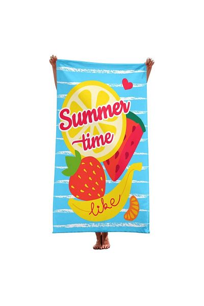 ECARLA Prosop pentru plaja, dreptunghiular, 150x70 cm, model multicolor cu fructe, SUMMER TIME, REC54WZ6