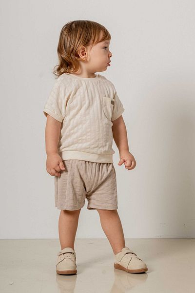 bombe Baby Kids Cream- Beige Cotton 2 Piece Set First Ben Trend Fashion Bottom Top Set