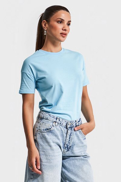 its basic Tricou de bază pentru damă Baby Blue Color S5-3 Crew Neck