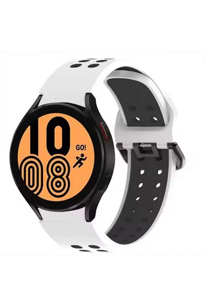 REDz Accessories Curea sport perforată pentru Samsung Galaxy Watch 4/5/5 Pro/6, silicon, negru-alb