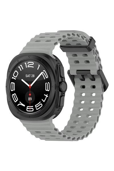 REDz Accessories Ocean Wave Strap, Sport Design, Compatible with Samsung Galaxy Watch Ultra 47mm, Silicone, Gray