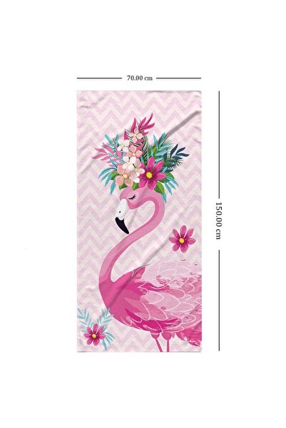 ECARLA Beach towel, rectangular, 150x70 cm, pink flamingo pattern, REC54WZ13