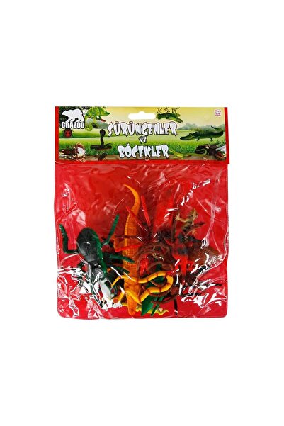 BYCEGU 0716 مجموعة لعب الحيوانات للزواحف والحشرات مع حقيبة 13 قطعة