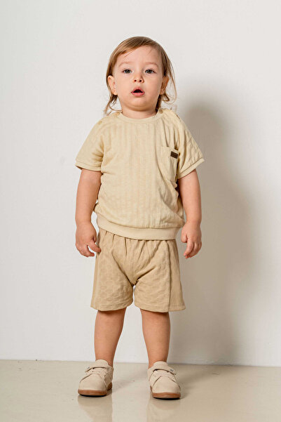 bombe Baby Kids καφέ βαμβακερό σετ 2 τεμαχίων First Ben Trend Fashion Bottom Top Σετ