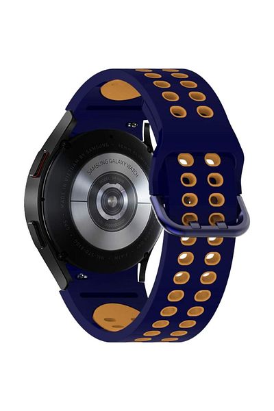 REDz Accessories Curea sport perforată pentru Samsung Galaxy Watch 4/5/5 Pro/6, silicon, albastru marin-portocaliu
