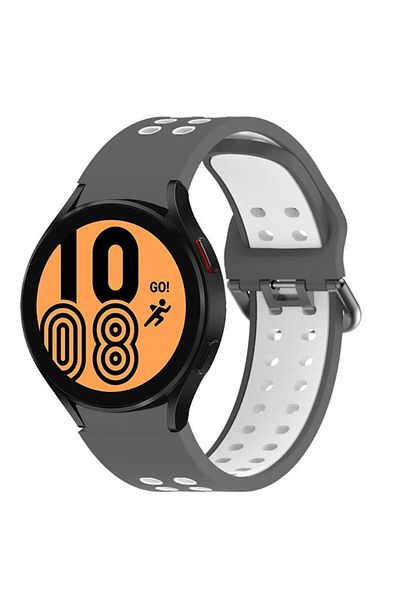 REDz Accessories Curea sport perforată pentru Samsung Galaxy Watch 4/5/5 Pro/6, silicon, gri-alb