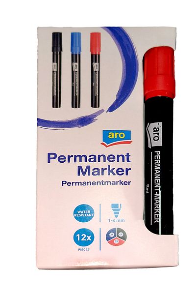Aro 12 Li Marker 6 Black 3 Red 3 Navy Blue 374570