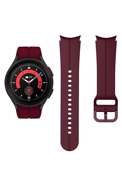 REDz Accessories Curea sport pentru ceas Samsung Galaxy, reglabilă, cu dungi, silicon, vișinie