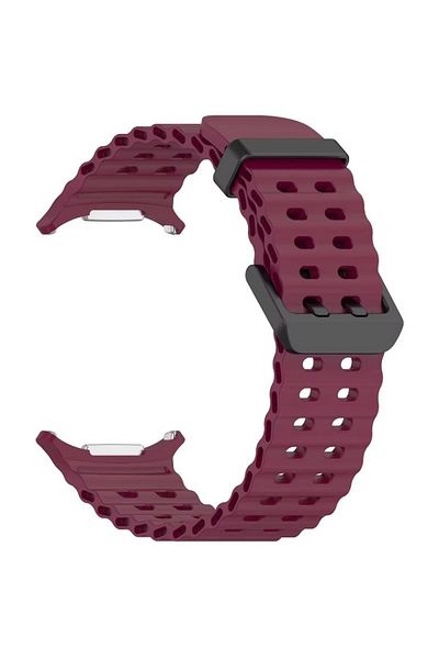REDz Accessories Ocean Wave Strap, Sport Design, Compatible with Samsung Galaxy Watch Ultra 47mm, Silicone, Burgundy