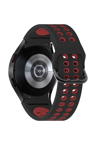REDz Accessories Perforated Sport Strap For Samsung Galaxy Watch 4/5/5 Pro/6, Silicone, Black-red