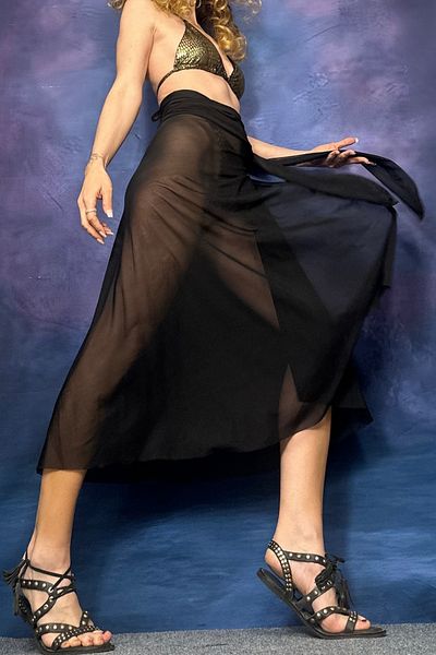 Quincey Black Gradient Tulle Pareo Beach