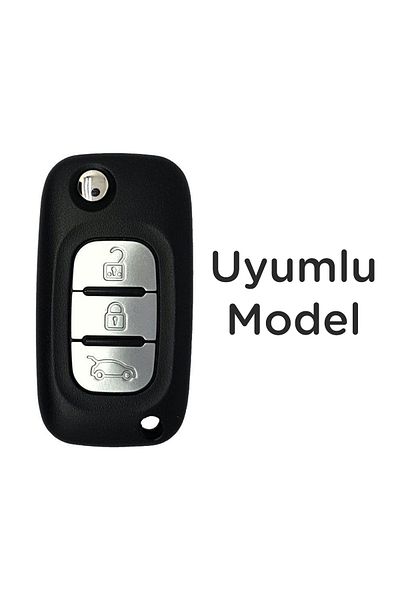 Luxe Aksesuarr Renault Fluence Compatible Switchblade 3 Button Silicone Key Protection Case Black Color