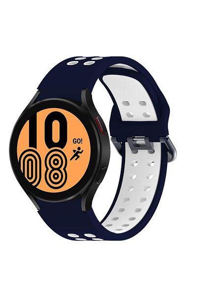 REDz Accessories Curea sport perforată pentru Samsung Galaxy Watch 4/5/5 Pro/6, silicon, bleumarin-alb