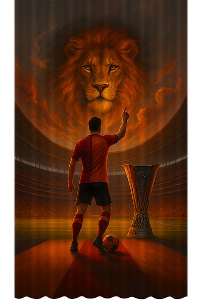 Bertille Home Children's and Baby's Room Yellow Red Fan Football Series Background Curtain Single Wing (Curtain)