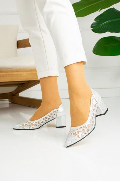 Aylam ayakkabı Aylam Shoes Laser Stone Mesh Heeled Evening Shoes