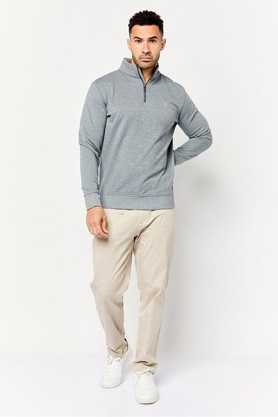 883 Police Men High Neck Long Sleeves Brand Logo Sweatshirt, Grey