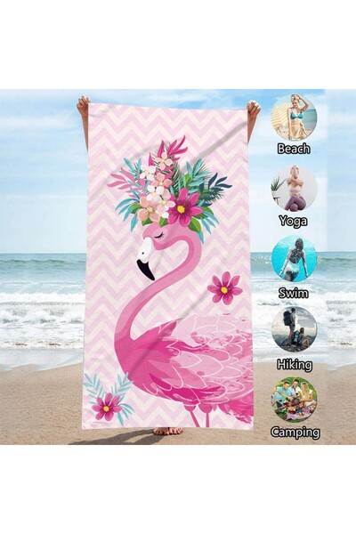 ECARLA Beach towel, rectangular, 150x70 cm, pink flamingo pattern, REC54WZ13