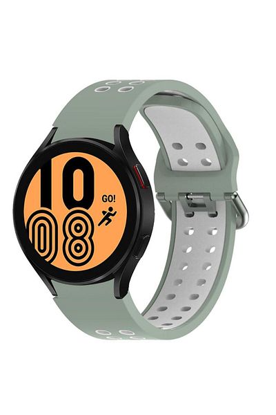 REDz Accessories Perforated Sport Strap For Samsung Galaxy Watch 4/5/5 Pro/6, Silicone, Green-white
