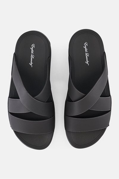 English Laundry Men Slip On Arabic Sandals, Dark Grey