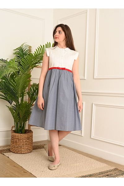 FULLJOY Girls' dress with elegant design and belt at the waist