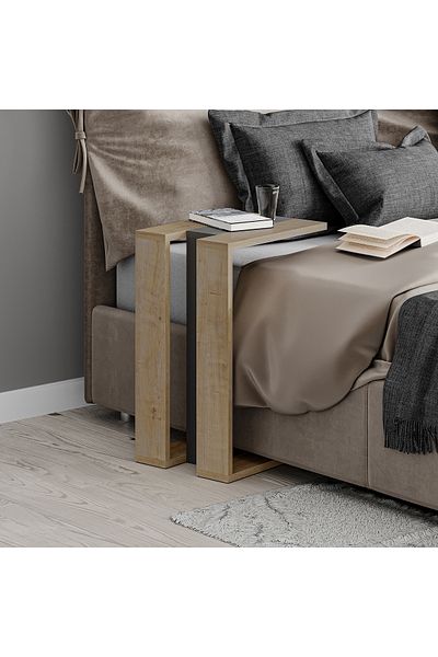 Mourah Home Mourah Home Muju Modern C Shape Table Oak Grey Oak Multipurpose