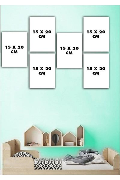 NT Handmade 6 Pieces Cute Animals Wall Decor Painting Set for Salon Living Bed Children Room
