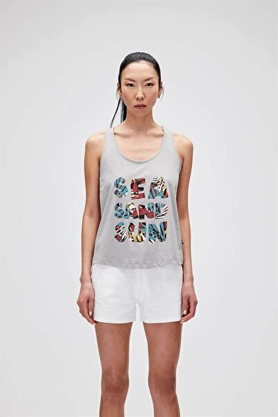 Bad Bear 21.03.23.002-C19 Sea Sand Sun Women's Sports Tank Top Gray Melange