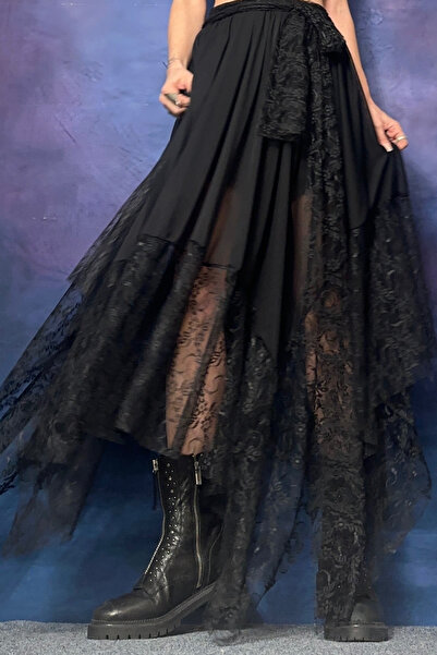 Quincey DANTEL ASİMETRİK SİYAH ETEK