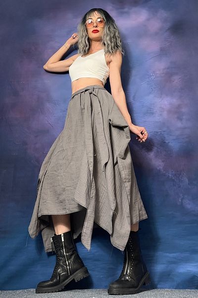 Quincey BAMBOO ASYMMETRICAL SKIRT WITH ELASTIC WAIST