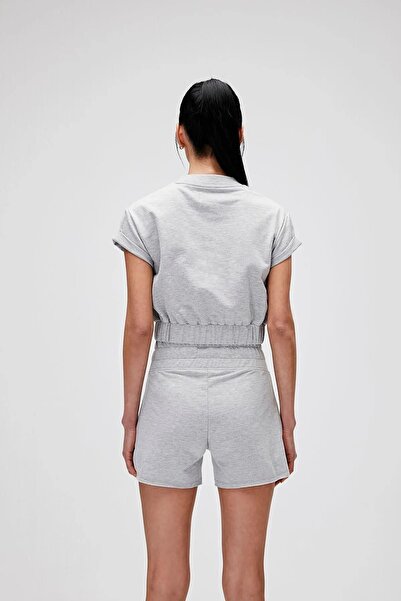 Bad Bear 21.03.12.001-C19 Emma Crop Women's Sweatshirt Gray Melange