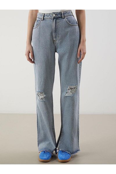 LC Waikiki Pantaloni de jeans pentru femei cu picioare largi rupte (S5)