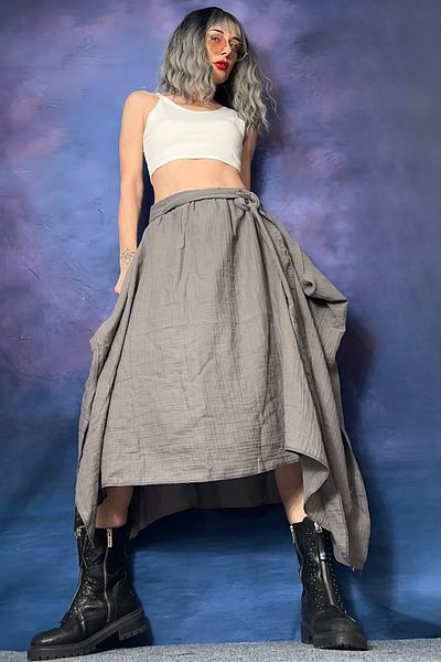 Quincey BAMBOO ASYMMETRICAL SKIRT WITH ELASTIC WAIST