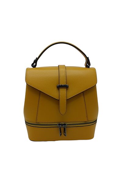 EVoStyle EVoStyle TE19 Women's Backpack, Italian Genuine Leather, Yellow Color, 20 x 21 x 12.3 cm
