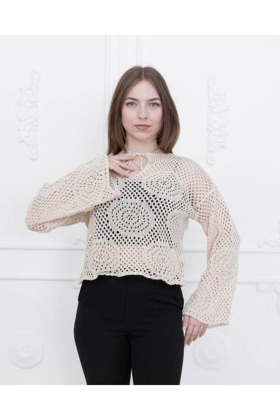 Ugdelia Openwork Hollow Out Women's Blouse, Knitwear and Sweater Set H001