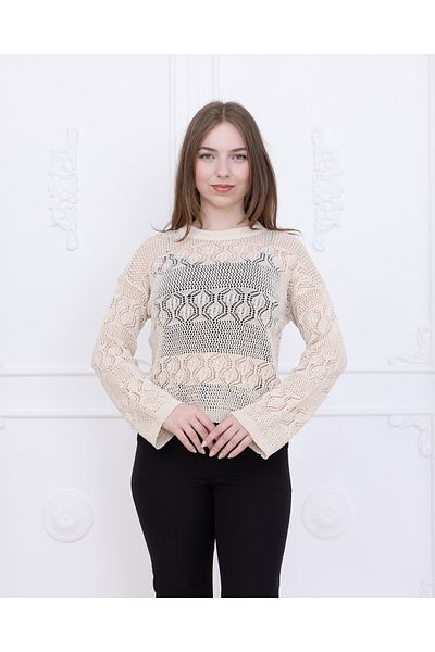 Ugdelia Women's Openwork Hollowed Seasonal Summer Patterned Blouse Women's Knitwear Sweater E001