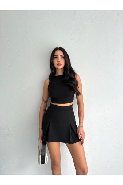 SuQ Women's Skirt with Shorts - Black