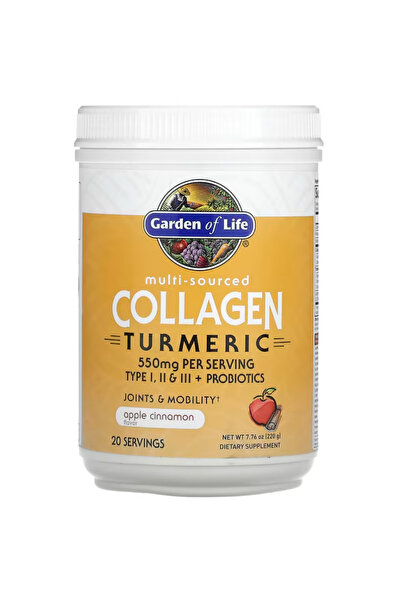 GARDEN OF LIFE Multi-Sourced Collagen Peptides + Turmeric Powder - Apple Cinn...