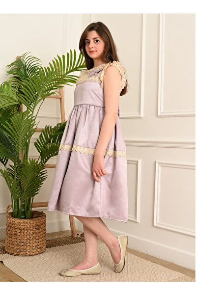 FULLJOY فستان بناتي كت بتصميم أنيق,بنفسجي