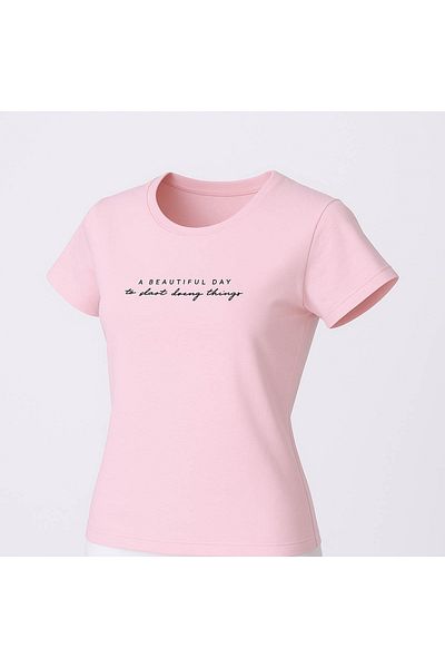 trender A Beautiful Day Print Slim Fit Pink Women's T-Shirt