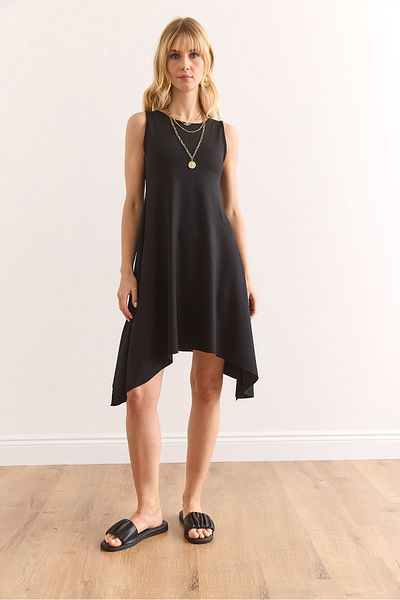 Olalook Women's Black Soft Textured Sleeveless Bell Dress Elb-19002376