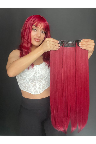 Suzan Peruk Düz Yarımay+2 yan Çıtçıt Tam set -Geniş Parça Yarımay Çıtçıt Saç ...