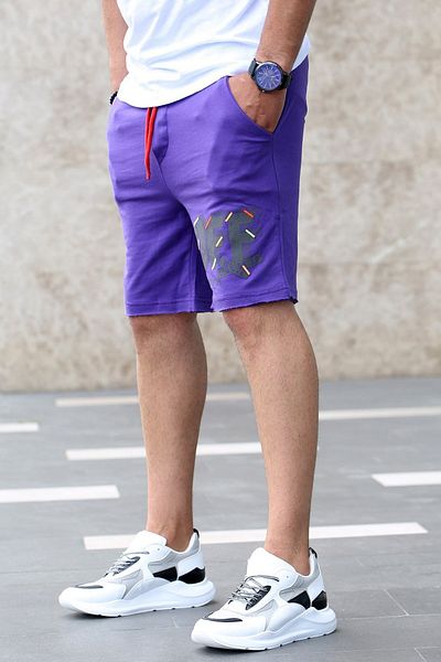 Madmext Purpurové pánske šortky s potlačou 4247