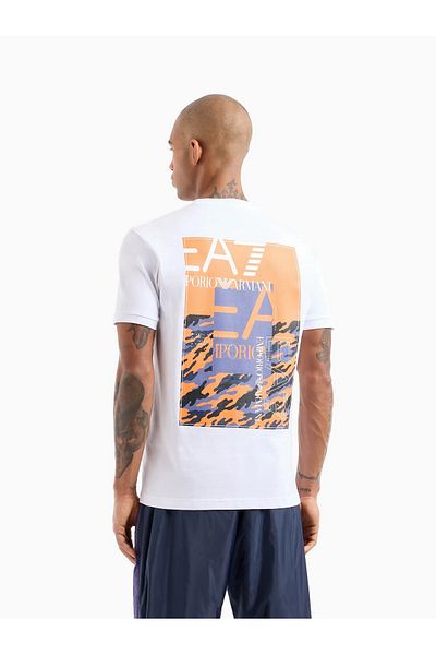 EA7 White Crew Neck Men's T-Shirt - 3DPT12PJ7BZ