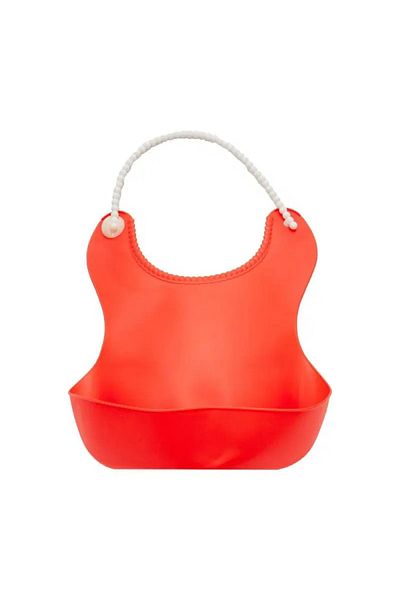 Skygo Pelikan Silicone Baby Bib / Baby Food Bib with Silicone Chamber - Red