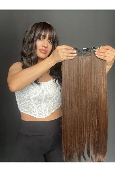 Suzan Peruk Düz Yarımay+2 yan Çıtçıt Tam set -Geniş Parça Yarımay Çıtçıt Saç ...